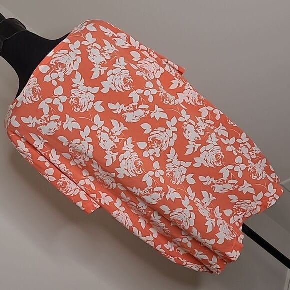 Pretty orange with white floral print blouse - Picture 4 of 6